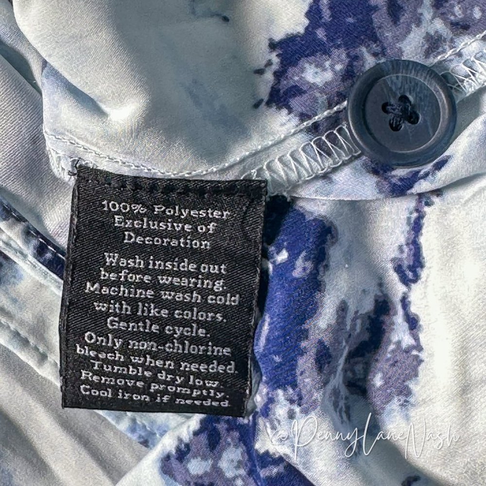 Rock & Republic Tie Dye Tie-Waist Shirt Dress Blue/White - Picture 7 of 13
